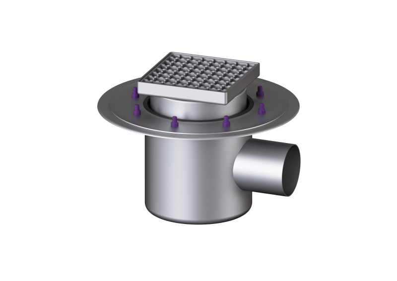 Ferrofix floor drain press, fl. Sys 200, horiz., Slotted grating, SST OT | 1963-07-01