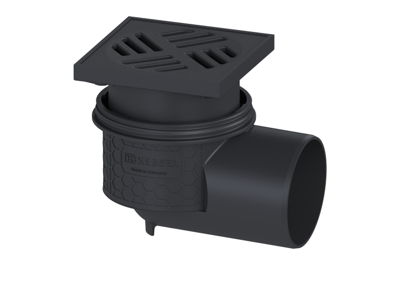 Practicus basement drain DN 100, horiz., Black slotted grating | 1963-07-01