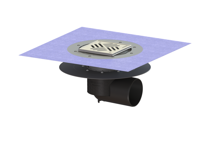 Ecoguss project drain glu. flange DN 100, horiz., Variofix, Slotted cover | 1963-07-01