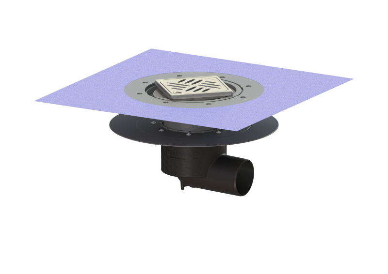 Ecoguss project drain glu. flange DN 70, horiz., Variofix, Design cover | 1963-07-01