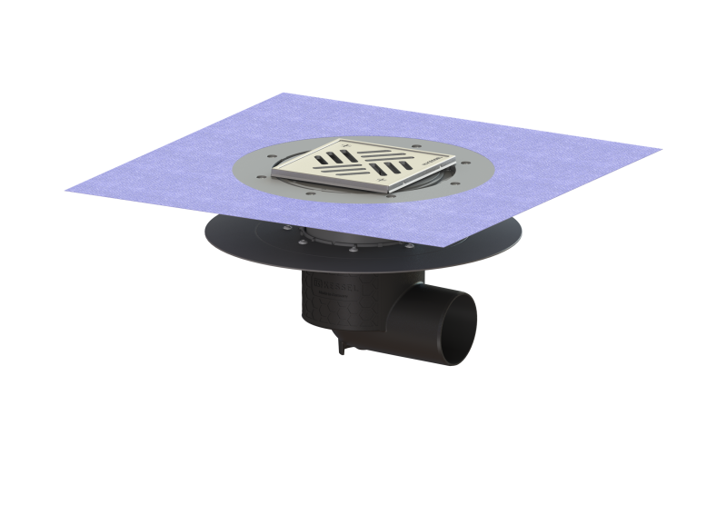 Ecoguss project drain glu. flange DN 80, horiz., Variofix, Slotted cover | 1963-07-01