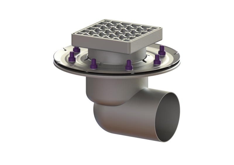 Ferrofix floor drain press, fl. DN 100, horizontal, Slotted grating, SST | 1963-07-01