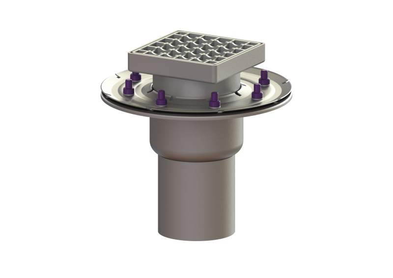 Ferrofix floor drain press, fl. DN 100, vertical, Slotted grating, SST | 1963-07-01