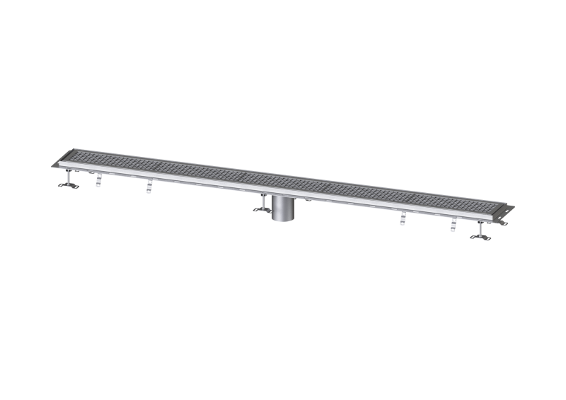 Kastenrinne Ferrofix m. Fliesenanschlusswinkel, 200 x 2550 mm