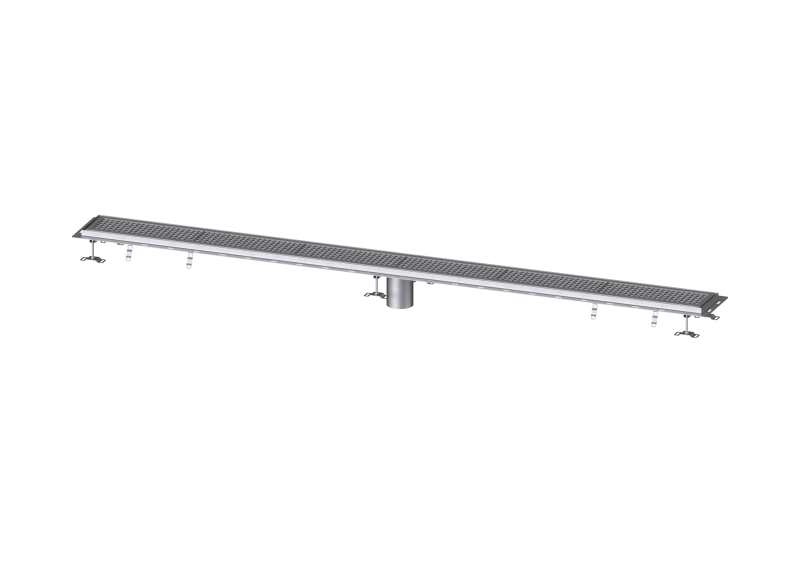 Kastenrinne Ferrofix m. Fliesenanschlusswinkel, 200 x 3050 mm