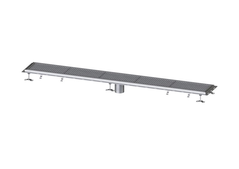 Kastenrinne Ferrofix m. Fliesenanschlusswinkel, 300 x 2550 mm