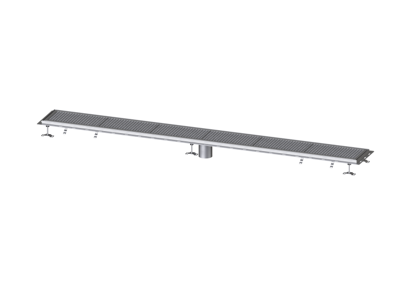 Kastenrinne Ferrofix m. Fliesenanschlusswinkel, 300 x 3050 mm