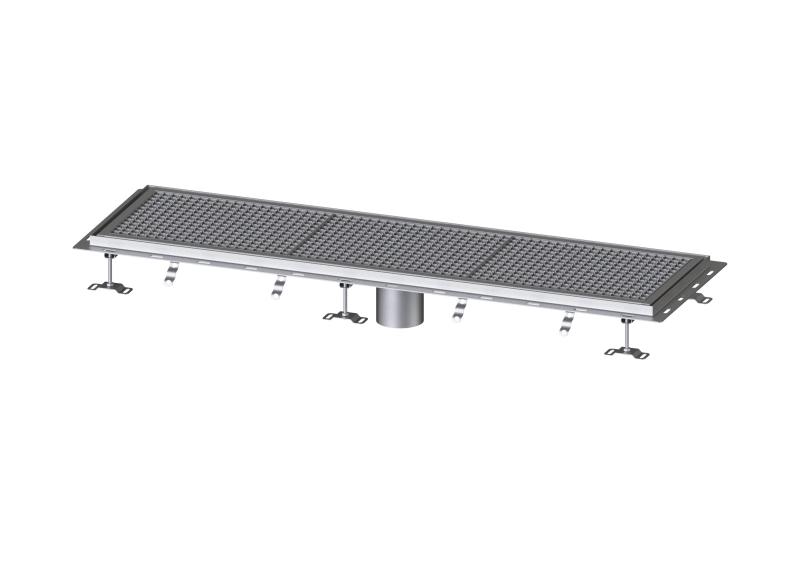 Kastenrinne Ferrofix m. Fliesenanschlusswinkel, 400 x 1550 mm