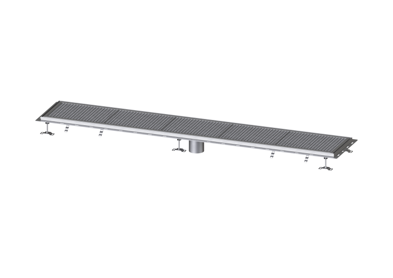 Kastenrinne Ferrofix m. Fliesenanschlusswinkel, 400 x 2550 mm